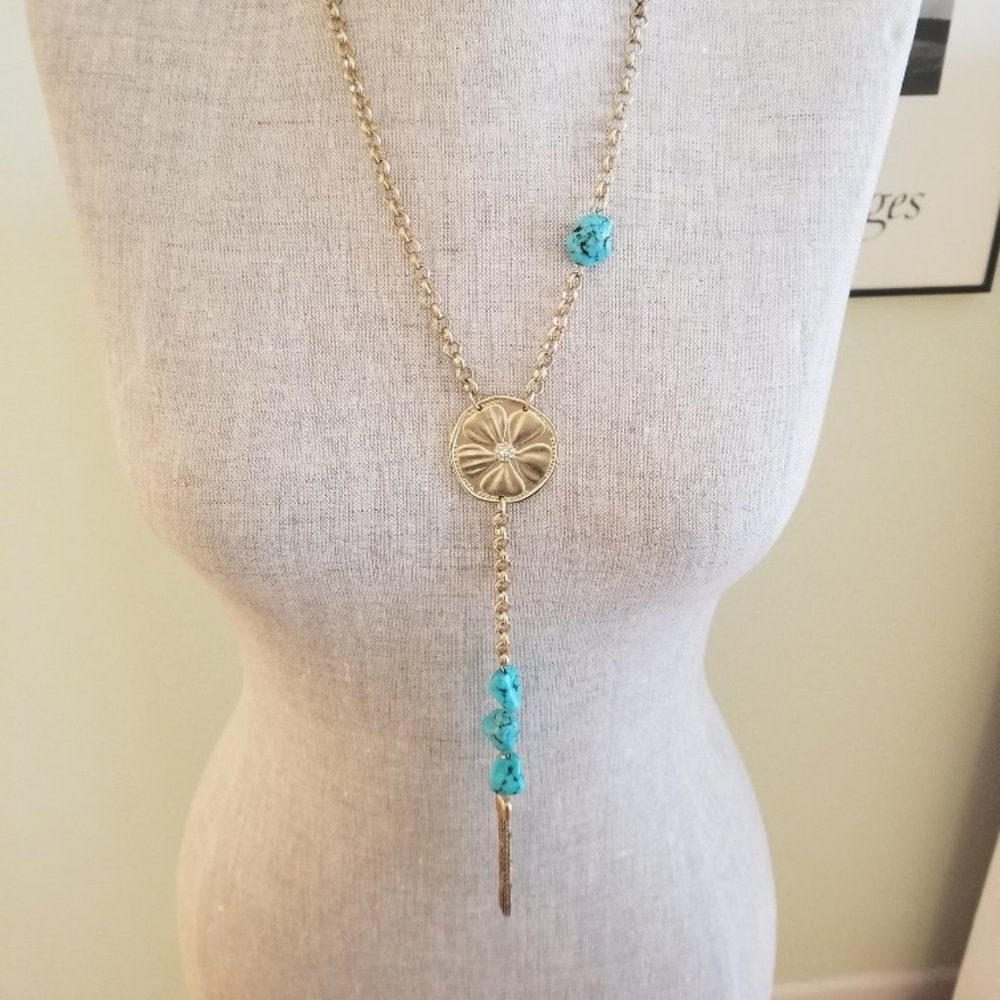 COPY - Faux Turqoise Tassel Necklace